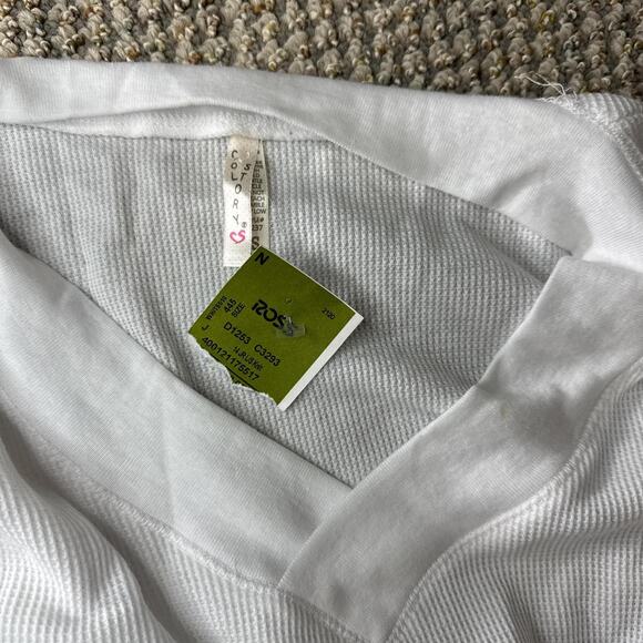 NWT Cute vintage y2k white tight long sleeve Henley grunge v neck top - Picture 8 of 8